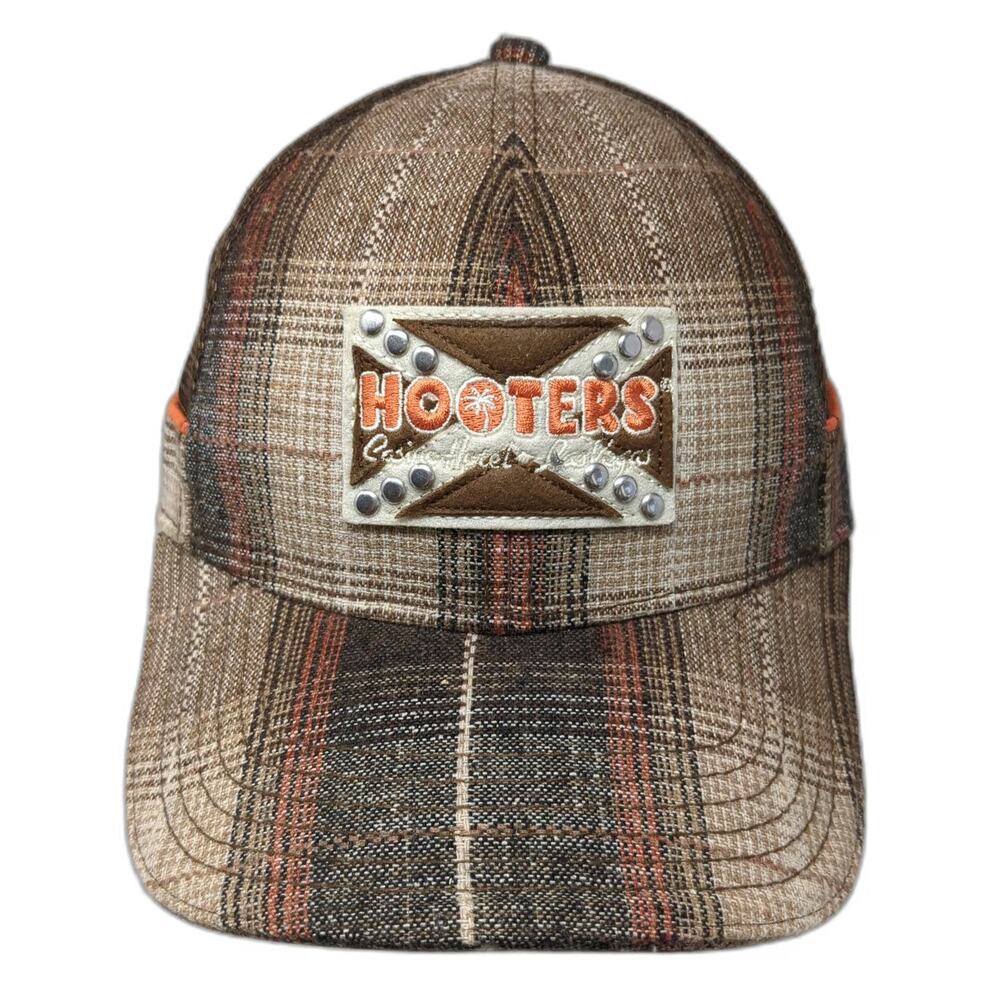 Hooters Brown Trucker Hat One Size Plaid Las Vegas Casino Hotel Snapback Hat